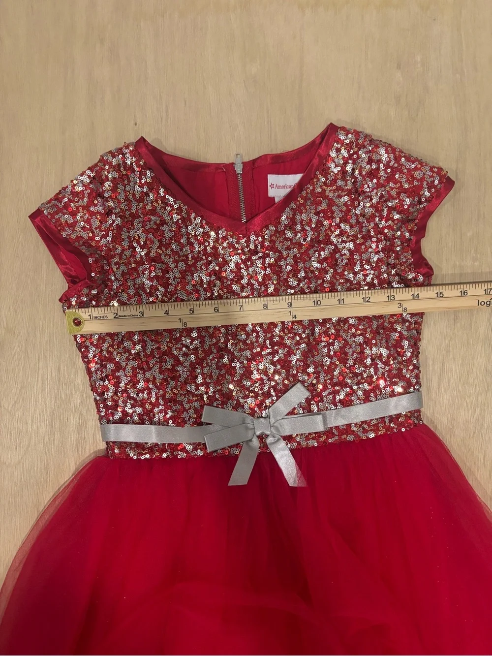 American Girl Size 10 Red Sequin Tulle Christmas Holiday Party Dress